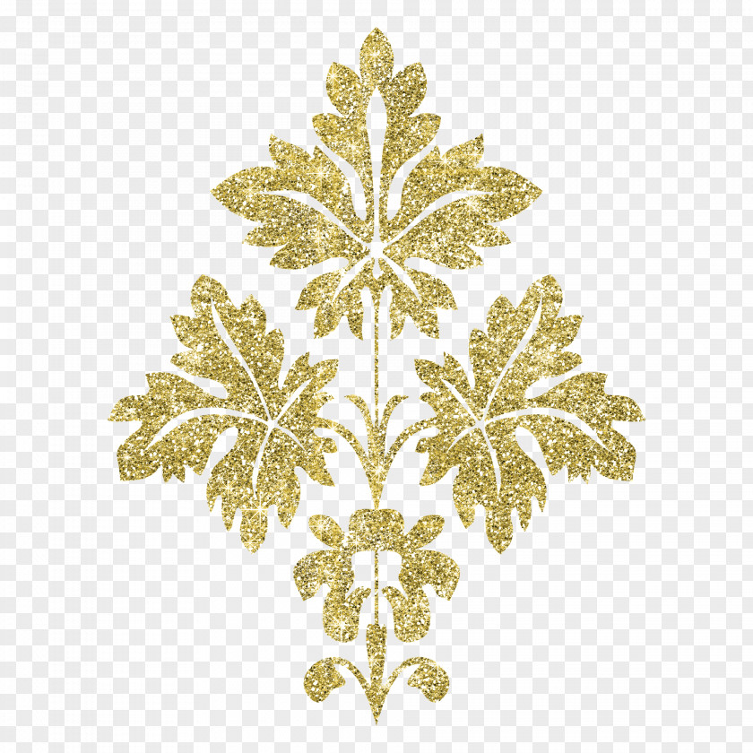 Leaves Gold Drawing Pattern PNG
