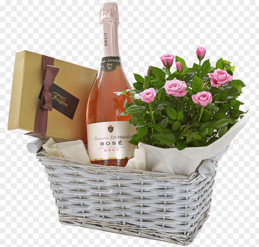 Champagne Food Gift Baskets Cut Flowers PNG