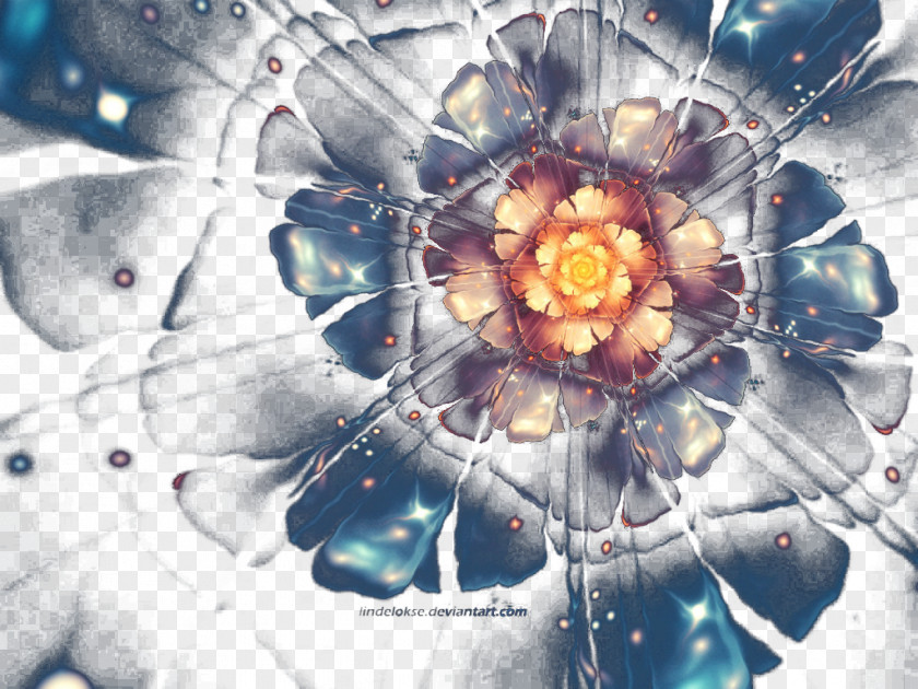 Textured Glass Flower Elements PNG