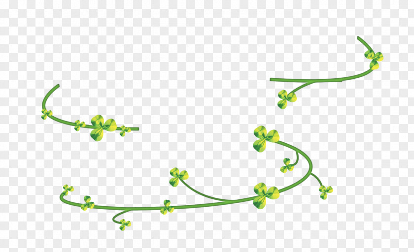 Green Hand Painted Clover Vine Decoration Pattern PNG