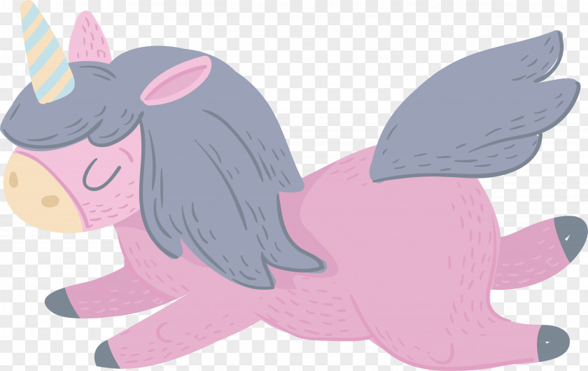 Pink Flying Unicorn Pony Illustration PNG
