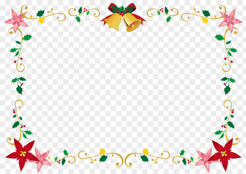 Winter Frame.Others Poinsettia Bell Frame PNG