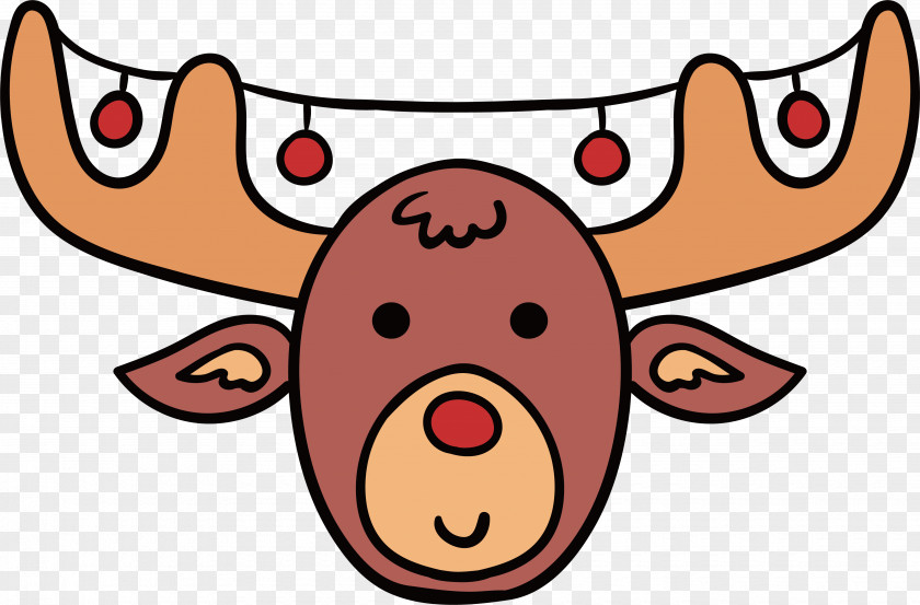 Cartoon Reindeer Head Christmas Antler PNG