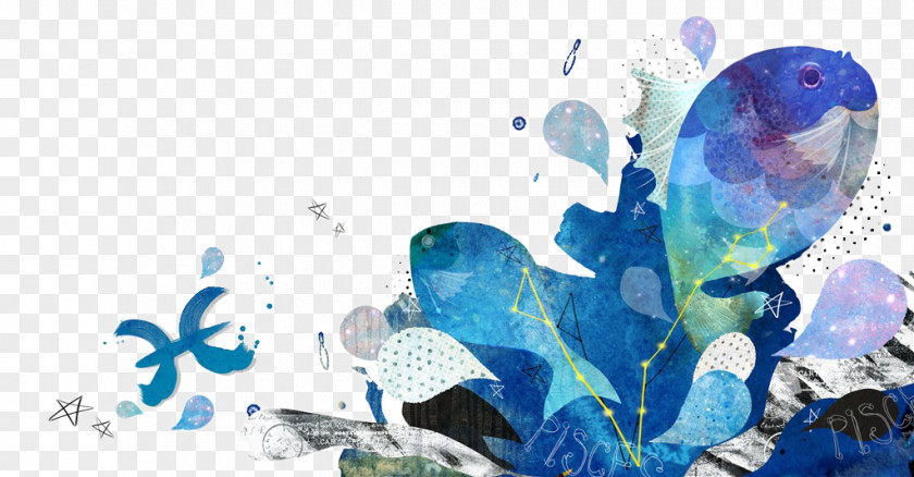Twelve Constellations Of Pisces Cartoon Fish Illustration PNG