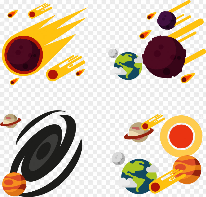Vector Hand Painted Galaxy Clip Art PNG