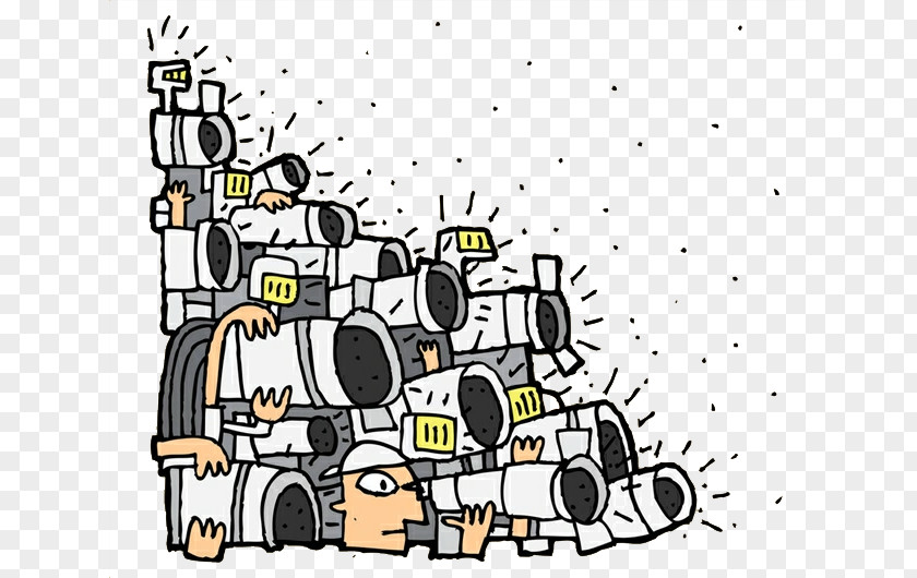 Cartoons, Many Reporters, Cameras Paparazzi Cartoon Photography Illustration PNG