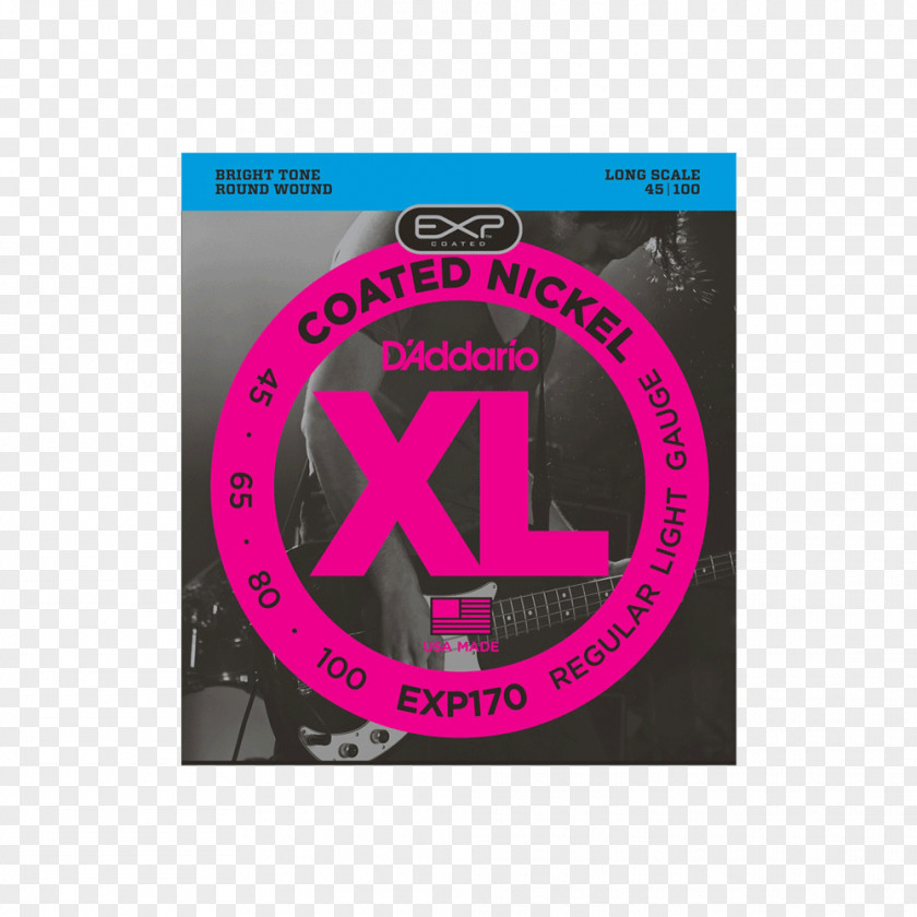Bass Guitar String D'Addario Flatwound Double PNG