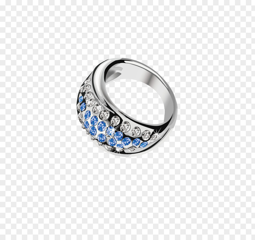 Blue Diamond Ring Earring Jewellery Silver PNG