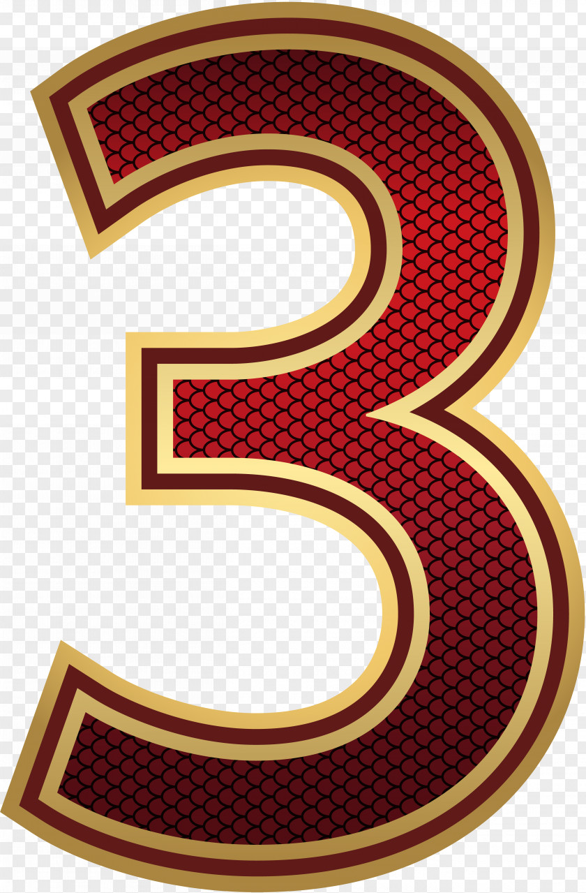 Red And Gold Number Three Image PNG