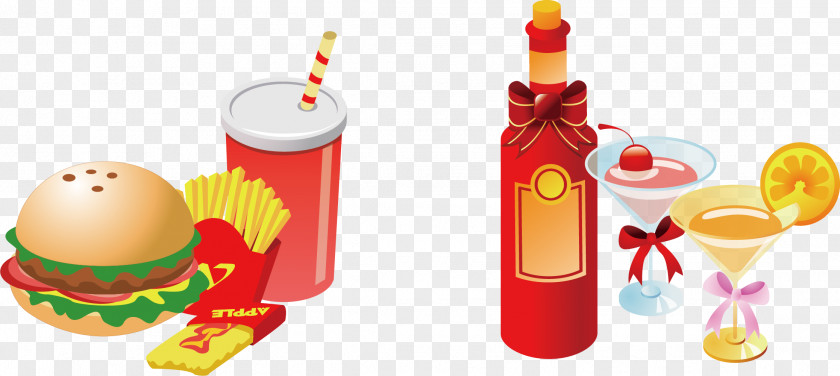Send A Friend Live Gift Cocktail Fast Food Hamburger French Fries Junk PNG