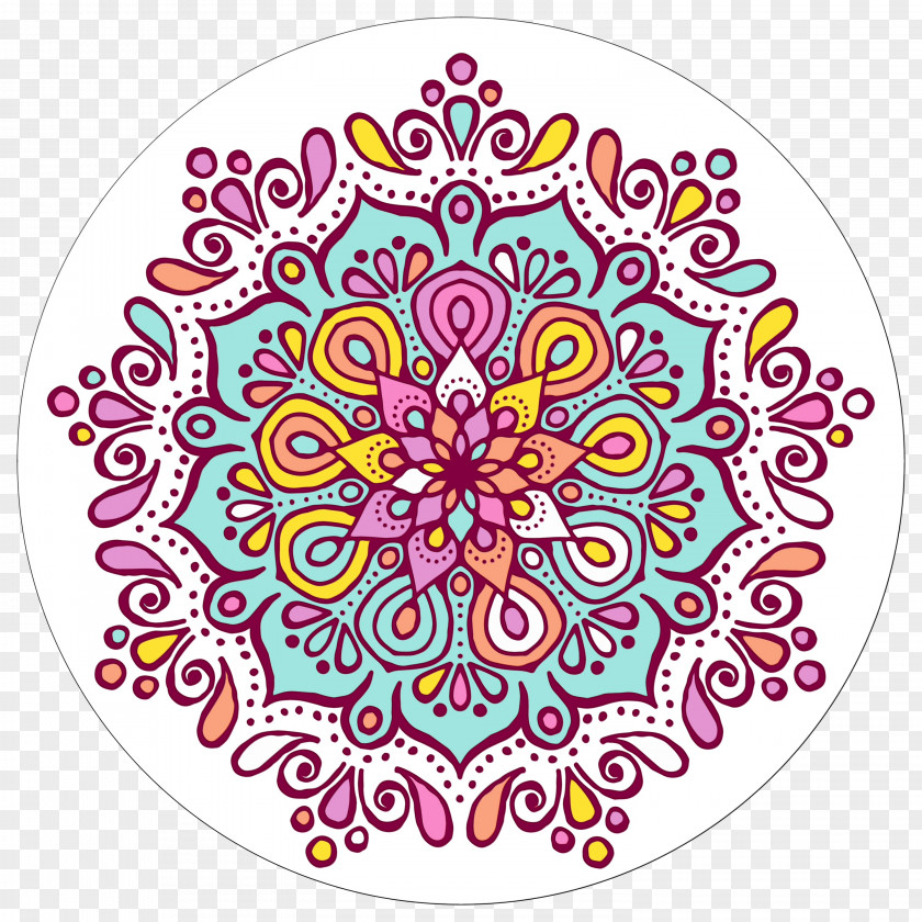 Sticker Kaleidoscope Floral Ornament PNG