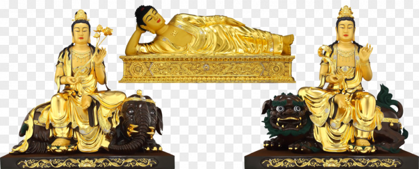 Kuan Yin Statue Religion Bronze 01504 Gold PNG