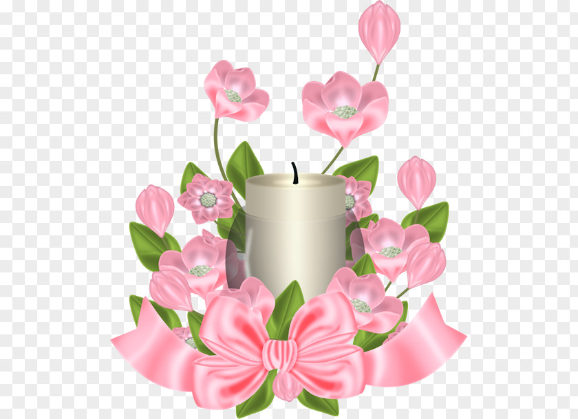 Vector Floral Bow Light Candle Clip Art PNG