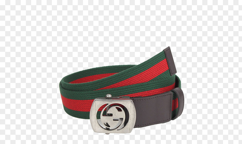 GUCCI Gucci Men's Belts Preparation Belt Red Buckle Leather PNG