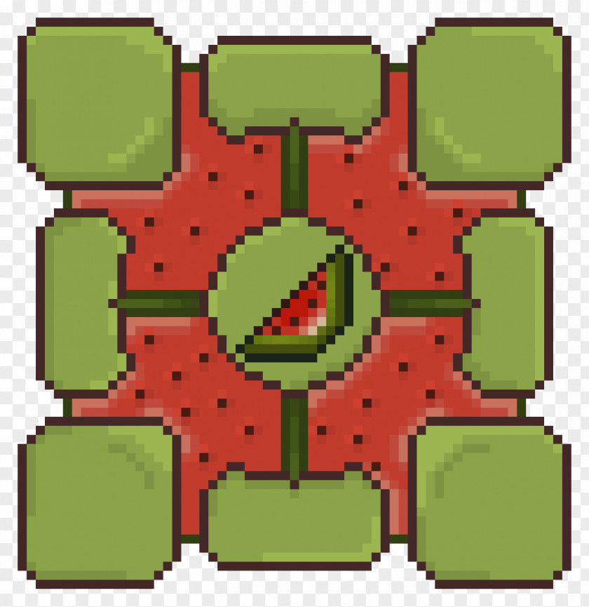 Square Watermelon Cube Pixel Art PNG