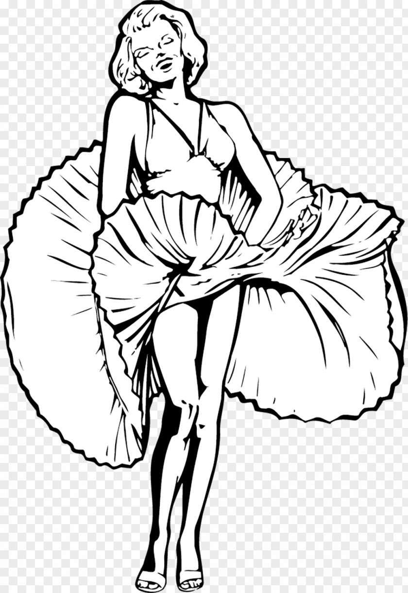 Vector Beautiful Black And White Marilyn Monroe PNG