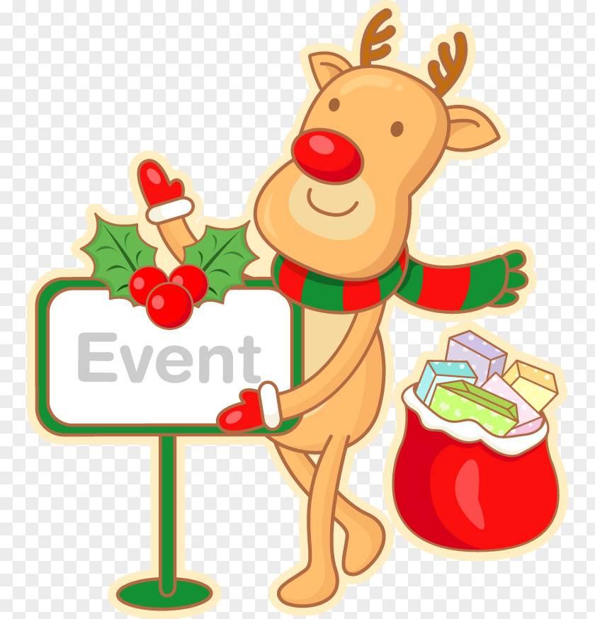 Vector Christmas Decoration Elk Tag Reindeer Ornament Moose Clip Art PNG