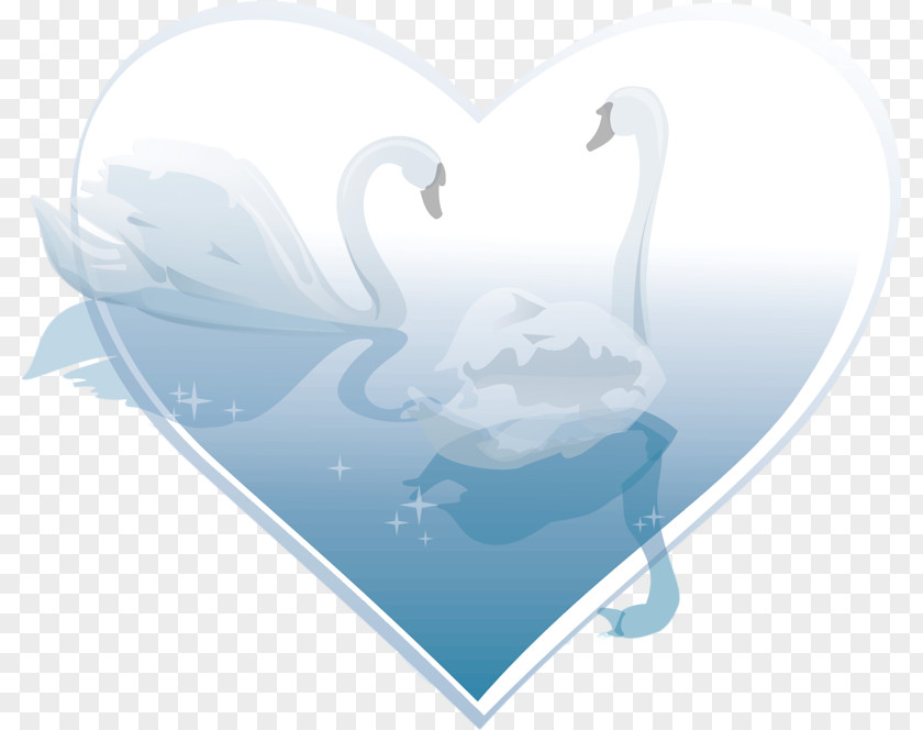 Cartoon Swan Cygnini Duck Bird Heart PNG