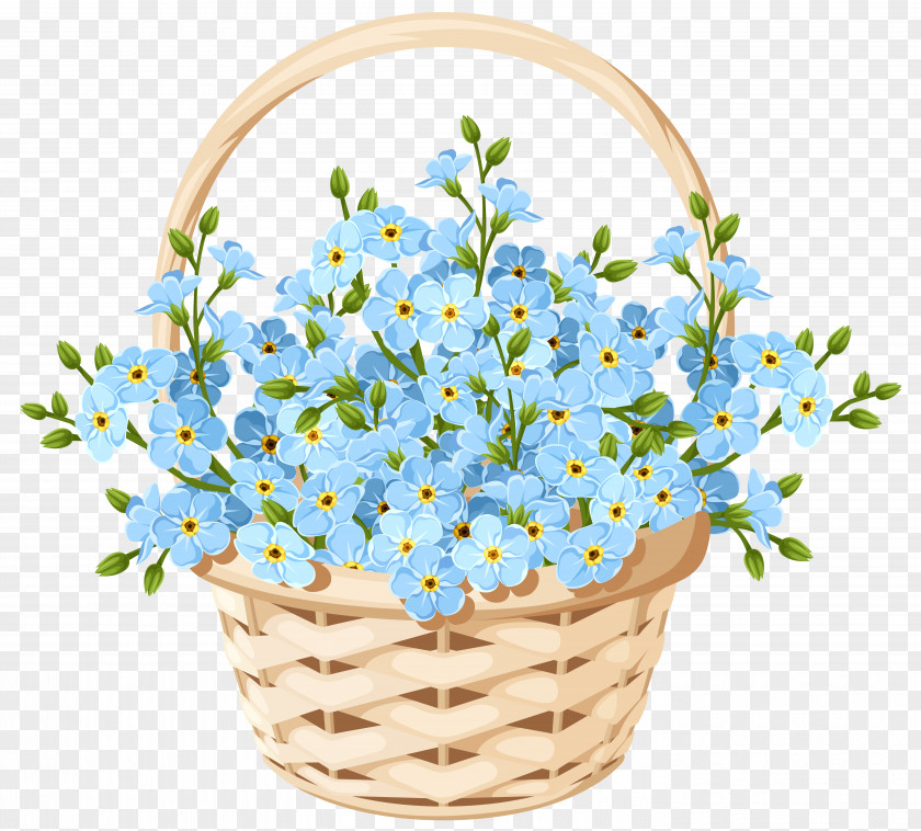 Flower Basket Transparent Clip Art Image Floral Design Blue PNG