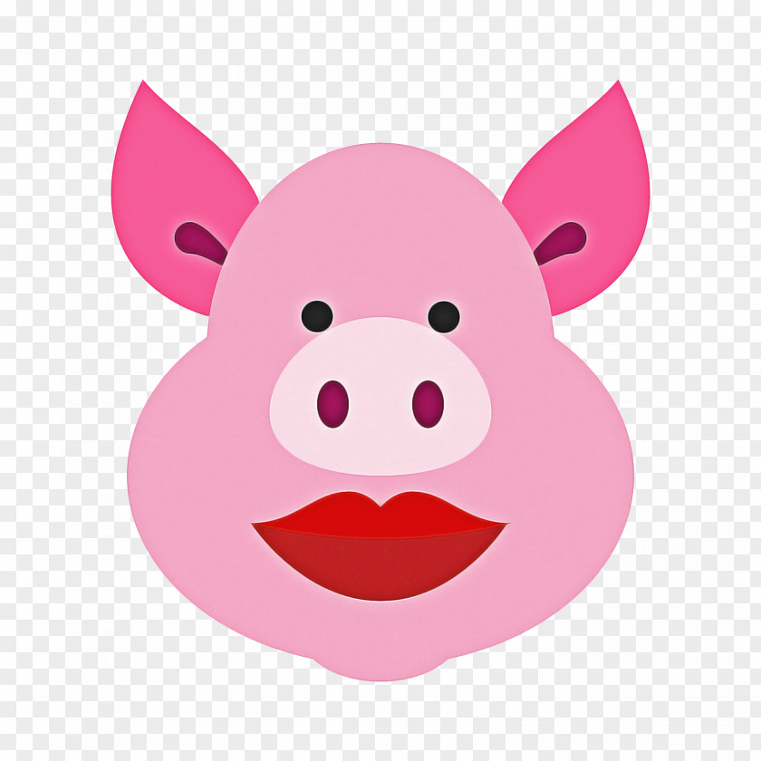 Magenta Smile Pig Cartoon PNG