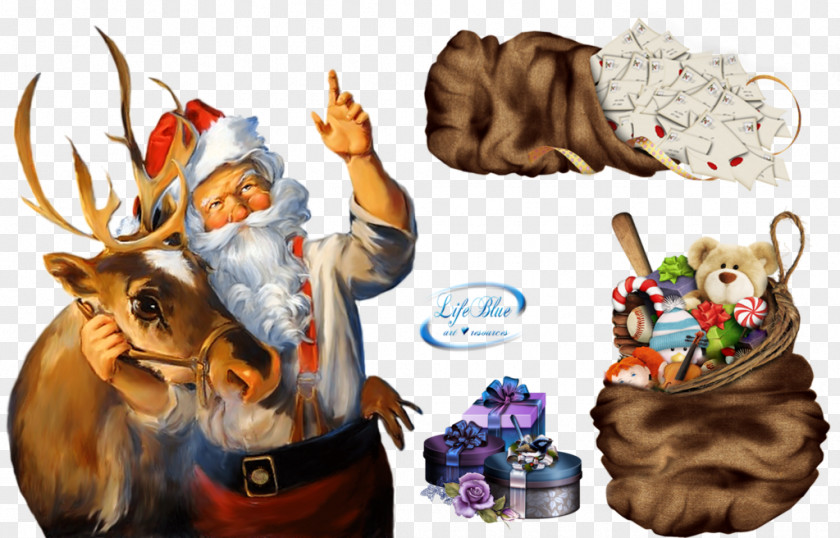 Reindeer Santa Claus Christmas Vintage PNG