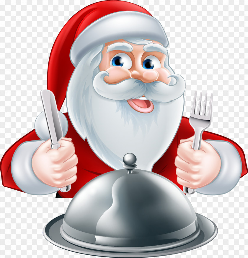 Santa Claus Christmas Pudding Dinner PNG