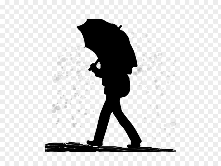 Silhouette Standing Umbrella Black-and-white Animation PNG