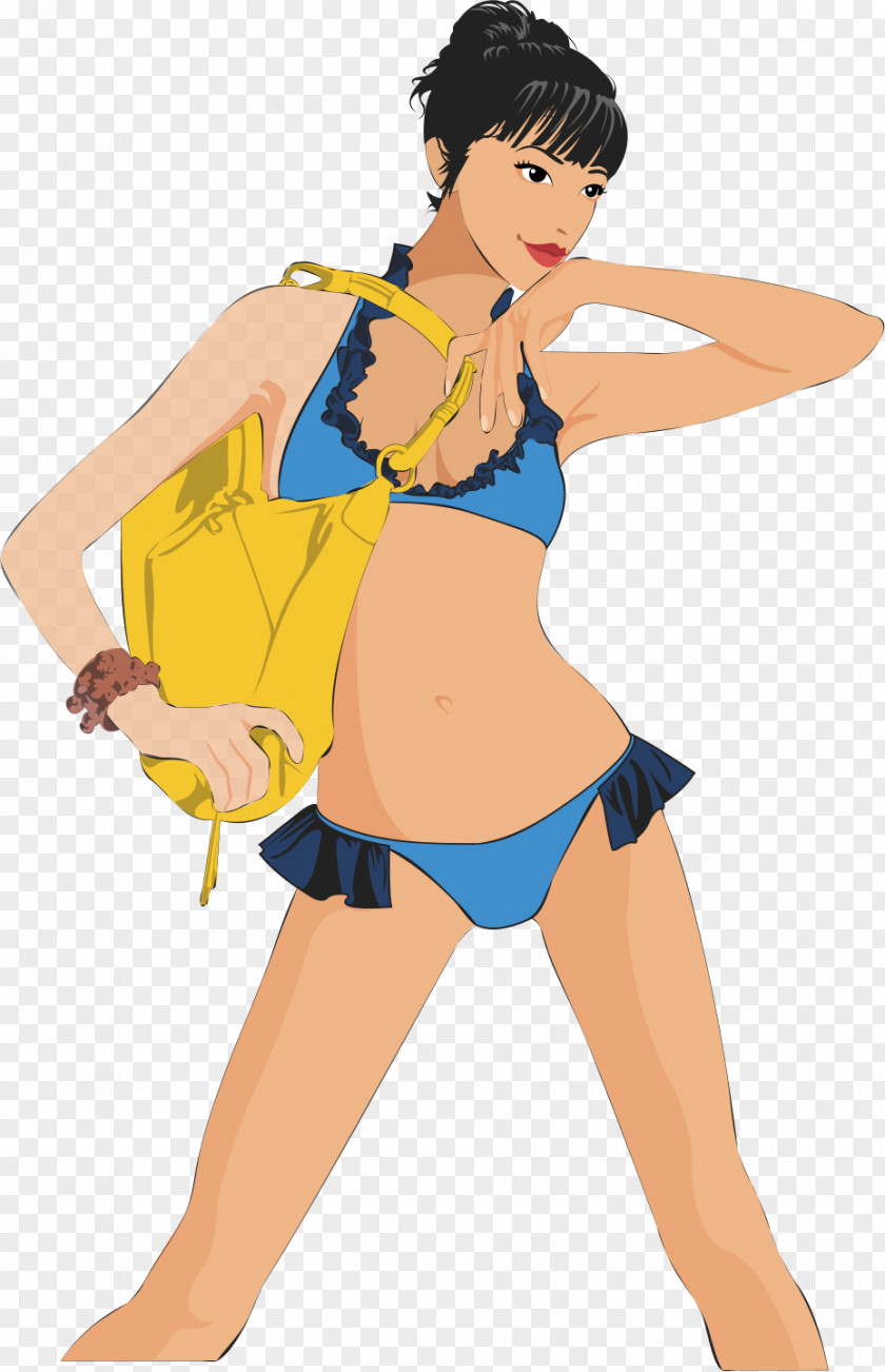 Swimming Beauty Illustration PNG