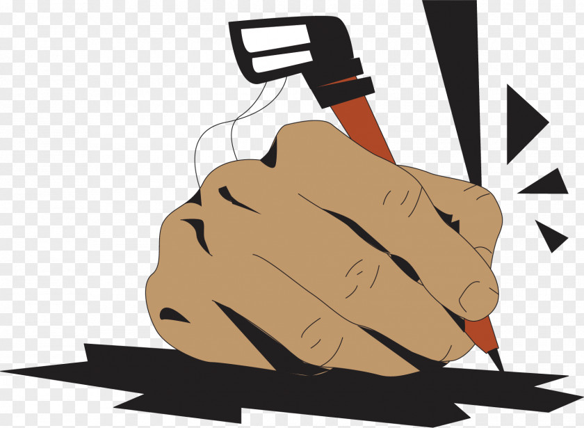 Cartoon Hand And Pen Material PNG
