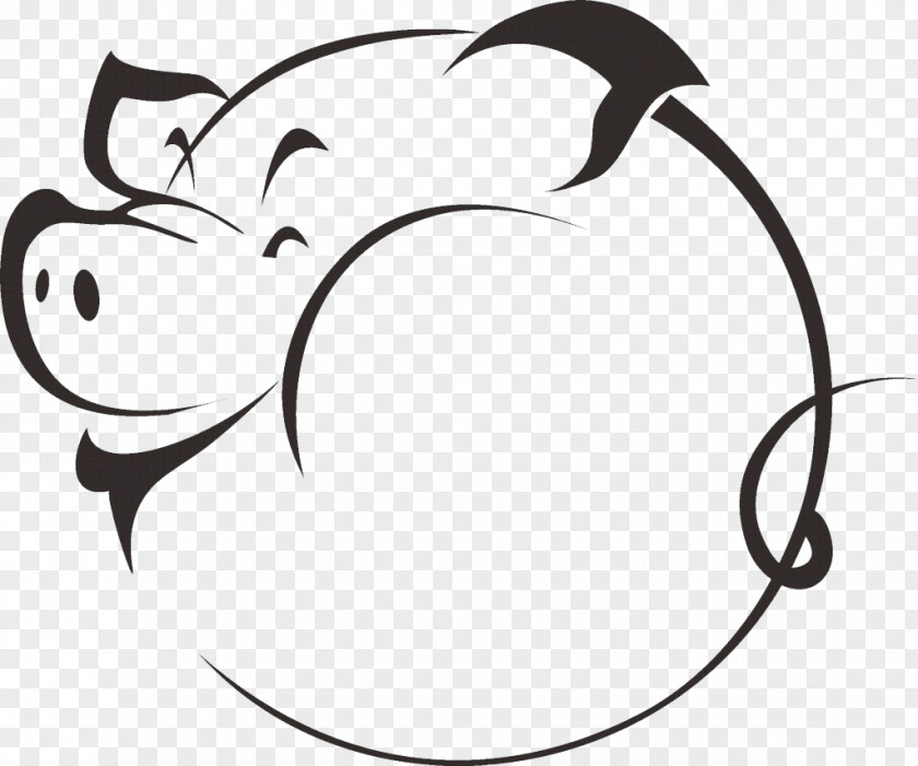 Hand-painted Cartoon Pig Silhouette Domestic Drawing PNG