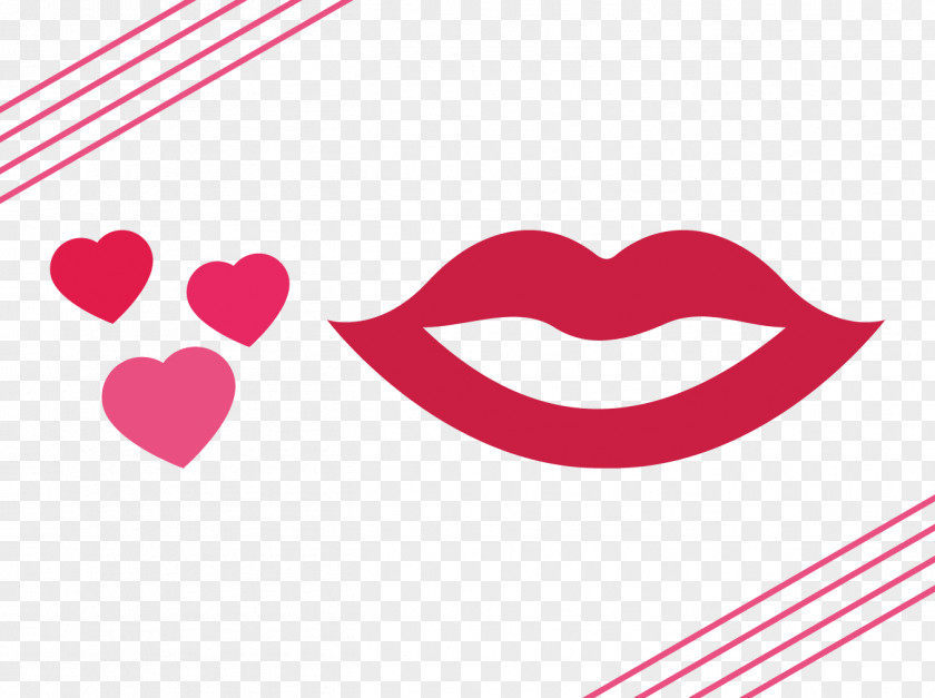 Vector Pink Lips Lip Heart Euclidean PNG