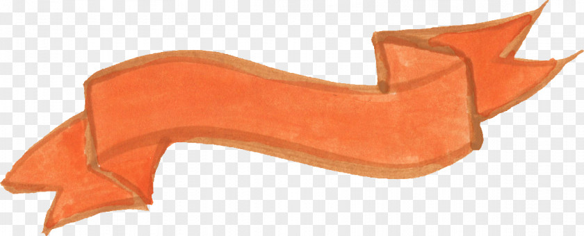 Orange Watercolor Painting Crayon Ribbon PNG