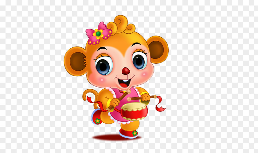 Cute Cartoon Monkey Lichun Caishen Happiness Chinese New Year Bodhisattva PNG