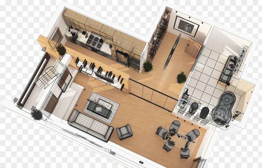 House Wire-frame Model Website Wireframe Open Plan PNG