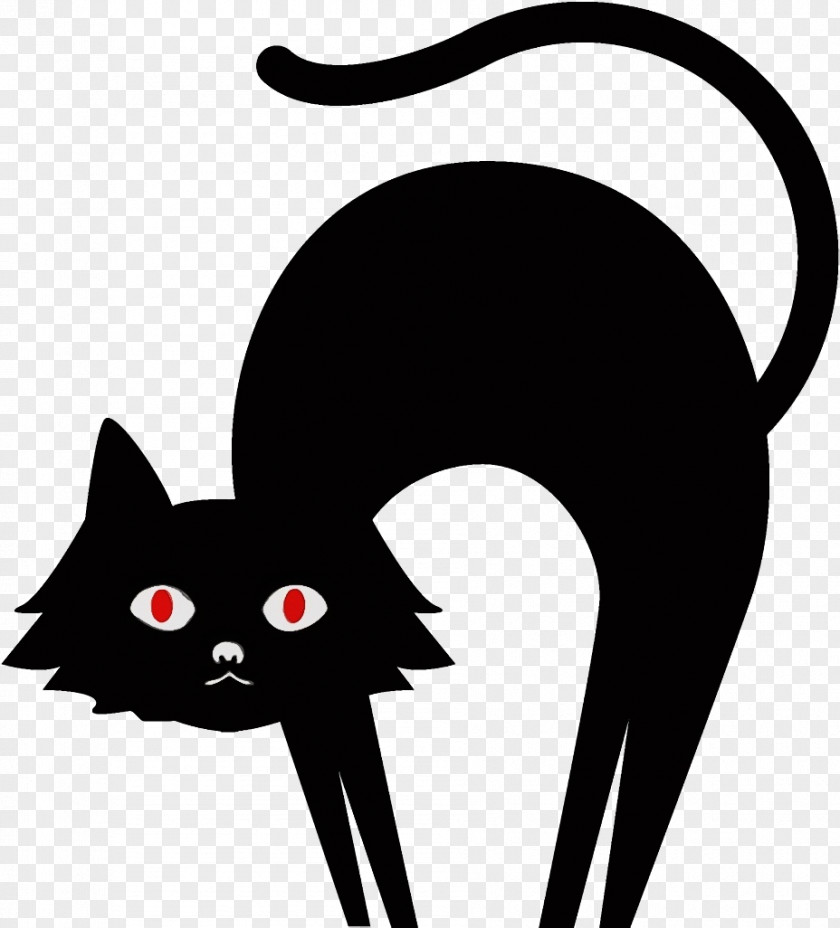 Blackandwhite Silhouette Black Cat Small To Medium-sized Cats Whiskers Tail PNG