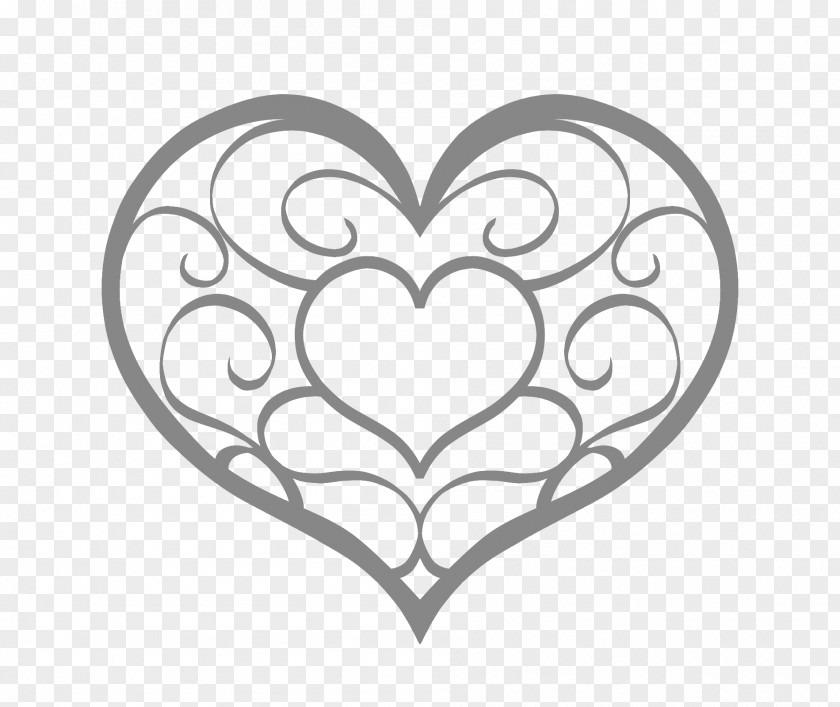 Vine Pattern Heart Clipart. PNG