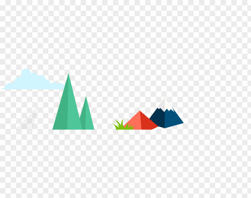 Creative Hand-painted Mountains And Clouds Triangle Area Pattern PNG
