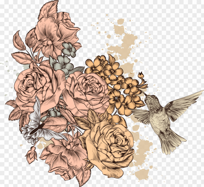 Vector Flowers Birds Flower Illustration PNG