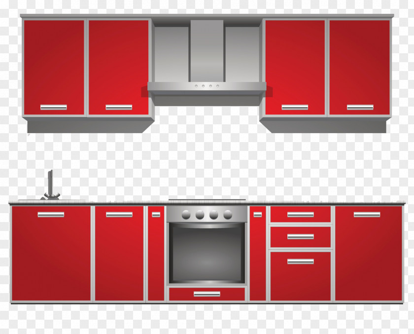 Red Modern Minimalist Kitchen Cabinet Table Furniture Shelf PNG