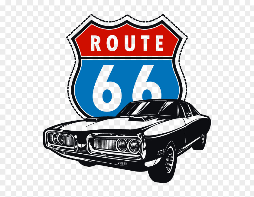 Sticker Route 66 U.S. Phonograph Record Logo Car Los Angeles PNG