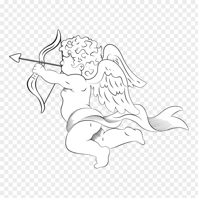 Cupid Drawing Illustration Line Art PNG