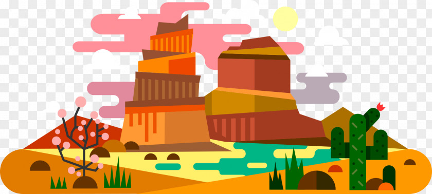 Desert Cactus Vector Graphics Clip Art Illustration Flat Design PNG