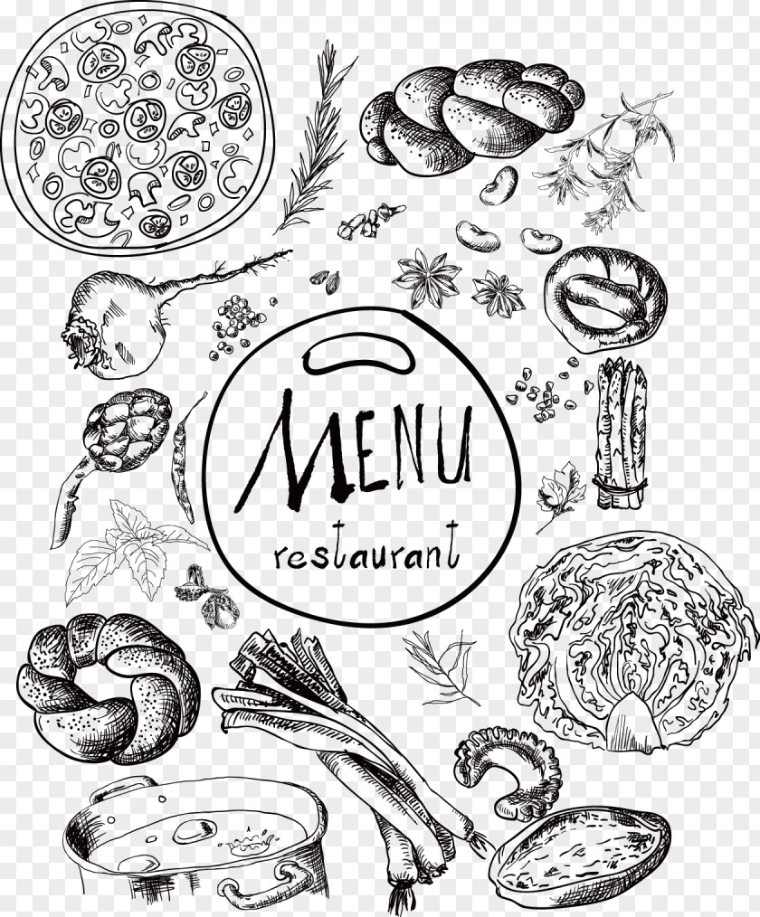 Hand-painted Poster Bread Pizza Creative Inspiration Vegetarian Cuisine Hamburger Fast Food Menu PNG