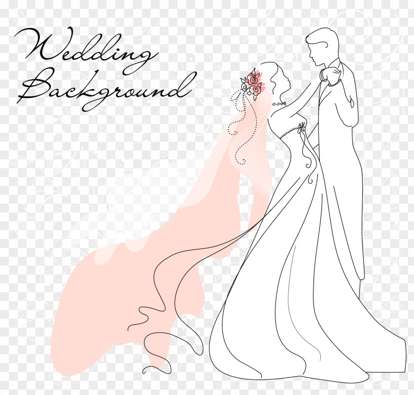 Happy Wedding Vector Invitation Bride Drawing Euclidean PNG