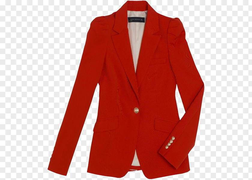 Jacket Blazer Zara Red Button PNG