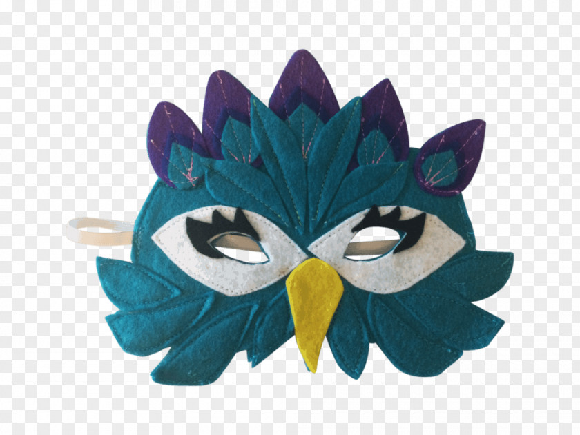 Peacock Costume Mask Turquoise Beak Feather PNG