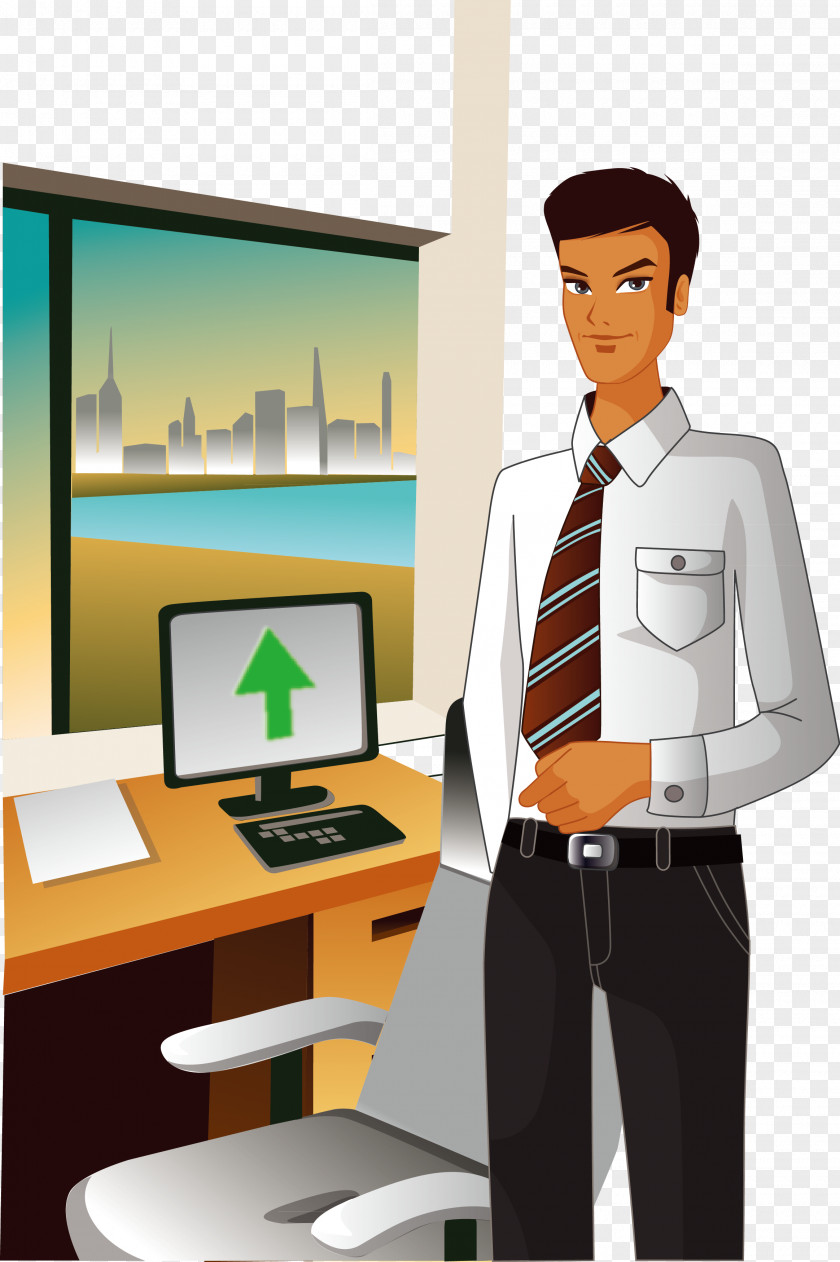 Vector Business Man Material Cartoon Illustration PNG