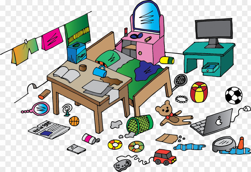 Vector Messy Bedroom Student Preposition Practice Training Homework PNG