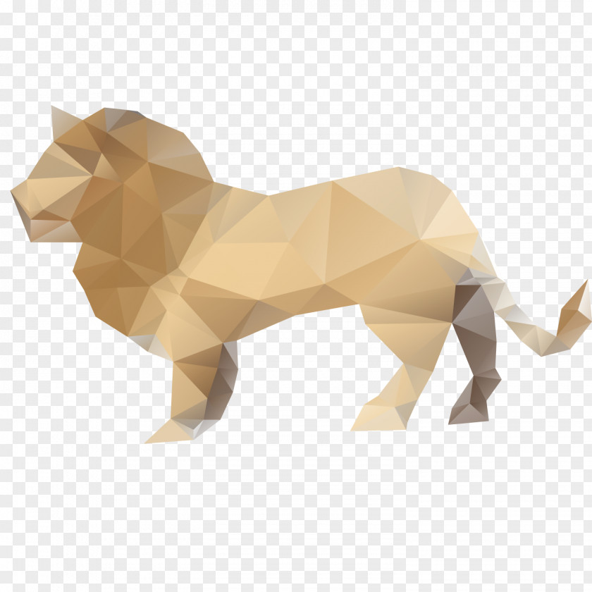 Polygonal Origami Lion Paper PNG