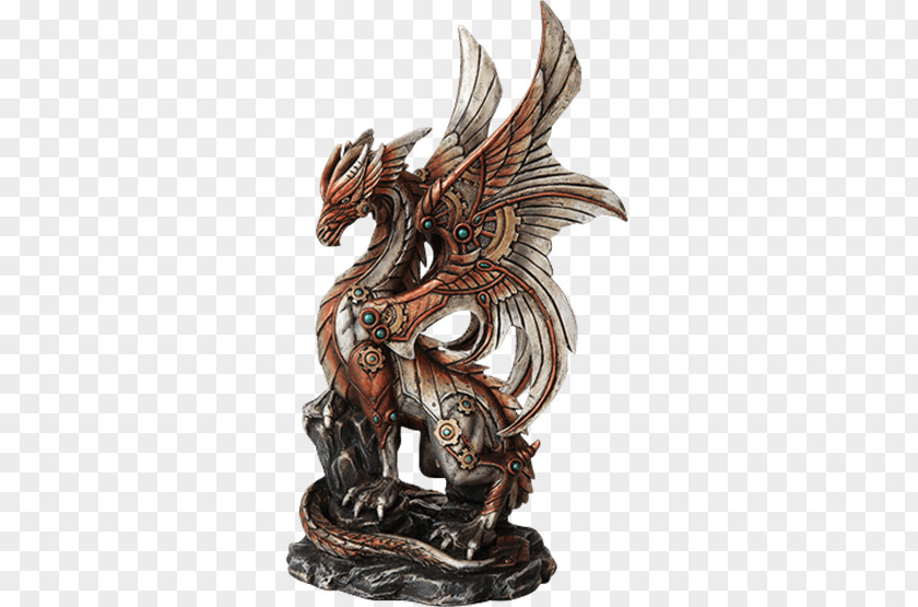 Steampunk Statue Figurine Dragon Sculpture PNG